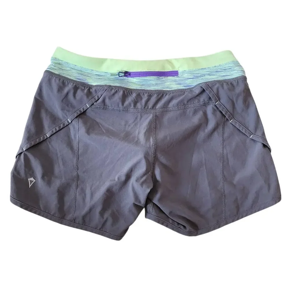 Lululemon Ivivva Slate & Faded Zap Fresh Teal Relay Racer Shorts Swift
